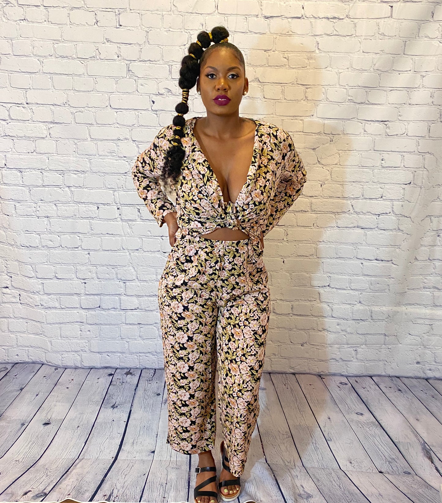 Floral Print Kimono & Pants Set